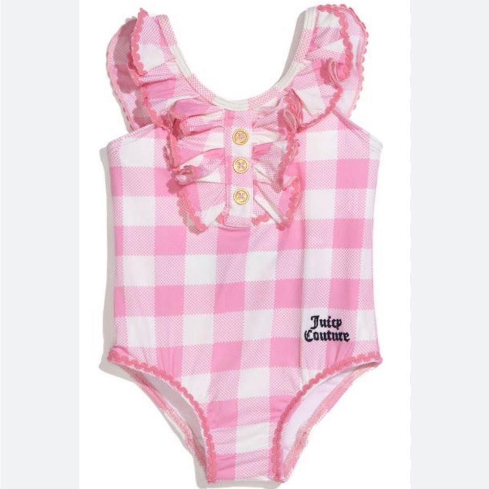 Juicy Couture Beach Baby Swimsuit 6-12 months Baby Pink Checkered